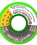 Lead Free Solder Wire With Rosin Core Flux 100g 0.5mm spool for electronics and PCB projects, green label with specifications