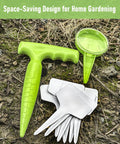 Go-To Handheld Seed Spreader And Planter Tool With Dibber For Small Seeds, Seed Dispenser, And Garden Seeder on soil