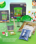 Complete Light Up Terrarium Kit For Kids A Fun Hands On STEM Science Toy with jar, LED lid, seeds, soil, and tools displayed.
