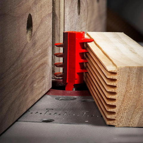 Finger Joint Router Bit With One And Three-Eighths Inch Diameter, Two Cutters, One-Half Inch Shank, Cut Depth Five Sixteenths Inch