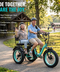 Two Seater Electric Tricycle For Adults With 1350W Peak Motor 90 Mile Range 48V 15.6Ah Battery, couple riding in park