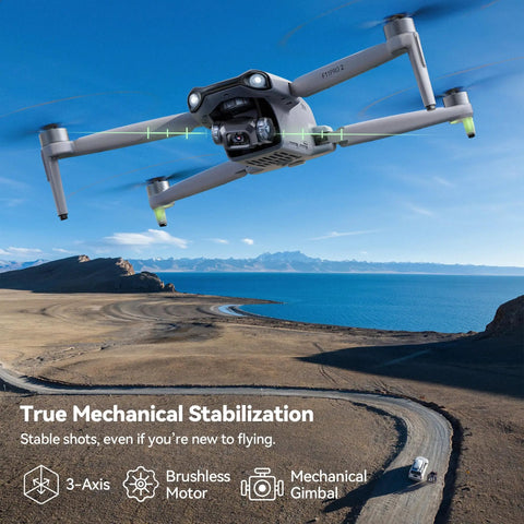F11PRO 2 Drone With 6K Camera And 3 Axis Gimbal Stabilizer, Dual Batteries flying over scenic landscape with long-range transmission.