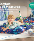 Toddler Nap Mat With Removable Pillow And Minky Blanket 55 By 30 Inches Colorful Dinosaur Design for Naptime