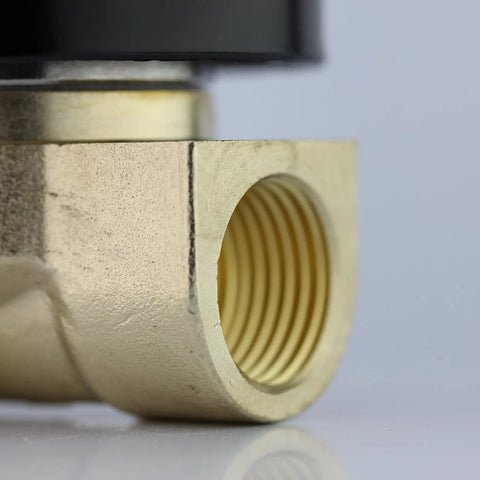 Close-up of Three Eighths Inch Brass Electric Solenoid Valve 12V DC Direct Acting Normally Closed For Air Gas Fuel