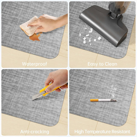 Office Chair Mat For Hard Floors 36 By 48 Inches Anti Slip Non Curve Desk Chair Mat Protects Hardwood And Tile From Scuffs While Rolling Chairs Glide Smoothly In A Home Office, showing waterproof, easy to clean, anti-cracking, high temperature resistant features.