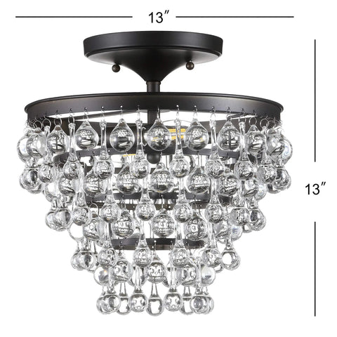 Oil Rubbed Bronze 13 Inch LED Flush Mount Ceiling Light Fixture With Clear Crystal Drum Shade Modern Glam Style Perfect For Bedroom Or Hallway Energy Saving LED Bulbs Included Durable Metal Construction
