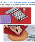 14-Piece Rivet Setter Kit For Leather Work Pro-Grade Stainless Steel Snap Rivet Tools With Non-Slip Base Die Punch