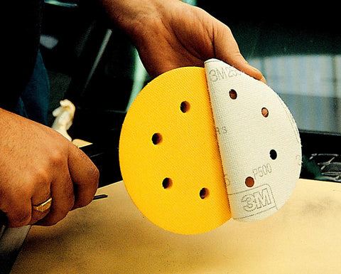 Cubitron II Hookit Clean Ceramic Sanding Disc 6 Inch 400 Plus Grit Long Lasting Pro Grade Sanding For E Coat And Primer Multi Hole Pattern 50 Discs Per Carton held by hand