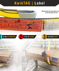 Mighty Sumo 1 Inch By 10 Foot Poly Web Sling Lifting Strap with label and usage illustration, ASME OSHA Rated 3200 Lbs Vertical.
