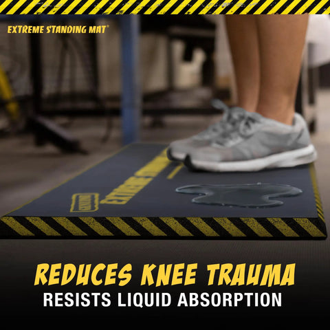 Anti Fatigue Standing Mat 18 By 36 Inches 1 Inch Thick With Safety Stripes For Workplace And Kitchen Use All Day Comfort Reduces Foot Leg And Back Fatigue Workhorse Anti Fatigue Mat For Standing