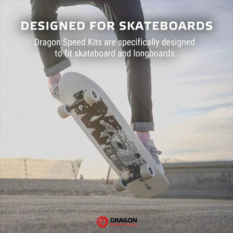 Speed Kit Spacer Washer And Axle Nut For Skateboard And Longboard Bearing Performance Boost Universal Truck Fitment For Reverse Kingpin And Traditional Trucks Black with skateboarder in action