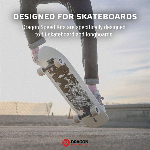 Person performing skateboard trick using Speed Kit 48Pc Spacer Washer Axle Nut Set For Skateboard And Longboard, Improves Bearing Performance.