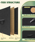 Diagram of Four Drawer Dresser With Fabric Storage Tower And Wood Top showing 3-tier structure with non-woven fabric and MDF board.