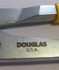 Close-up of 10 Inch Tongue And Groove Pliers With Angle Nose Slip Joint Pump Pliers showing metal finish and USA engraving.