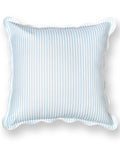 Coastal Throw Pillow Cover With Scalloped Edge, Water Repellent 20x20 Inches, Baby Blue Stripes, Indoor Outdoor Cushion Cover