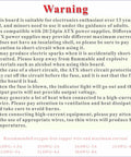 Warning label for ATX Power Supply Breakout Board Splitter Module highlighting safety guidelines and wire specifications.