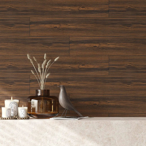 Dark Brown Peel And Stick Floor Tiles 6x36 Inch Waterproof Vinyl Planks Self Adhesive Wood Look Flooring for home interiors