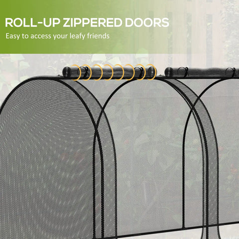 9x4 Ft Crop Cage Plant Protection Tent With Three Zippered Doors, Steel Frame, Ground Stakes, And Storage Bag For Garden Yard And Lawn, Bird Proof Protection From Pests And Critters