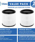 H13 True HEPA Replacement Filter 4 In 1 2 Pack For SilverOnyx 5 Speed Air Purifier KJ150F-C02 shown in value pack packaging.