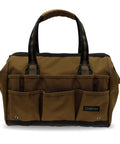 Wide Mouth 14 Inch Tool Bag Gear Bag For Plumbers Electricians And DIY Handymen With Heavy Duty 900D Polyester Build Also Great For Daily Office Use Travel Camping And Fishing Tan