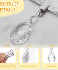Close-up of Four Pack Must Have Crystal Tablecloth Weights With Metal Clips Teardrop Pendant Curtain Weights Clear Grid Design