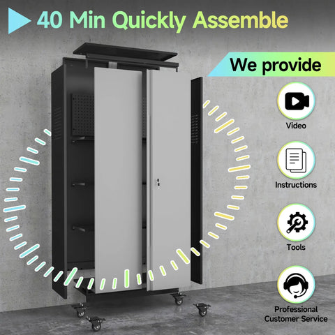 Tough As Nails Heavy Duty Metal Storage Cabinet With Smooth Ride Wheels And Rock Solid 800 LB Frame Featuring Lockable Pegboard Panels And Adjustable Shelves For Garage Or Basement Space