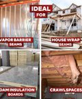 Heavy Duty Construction Seam Tape 3 Inch By 55 Yard Pack For Epoxy Resin Molding And Sheathing Water Resistant Barrier Weatherproof Sealant For Roofs And Exterior Joints 495 Feet Total In A 3 Pack ideal for vapor barrier, house wrap seams, foam insulation boards, crawlspaces.