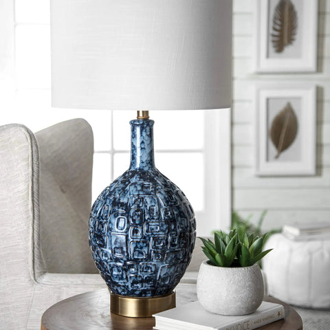 Tucson 28 Inch Ceramic Table Lamp With Linen Shade For Living Room, Bedroom Or Entryway On Off Switch, Warm Ambient Glow