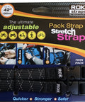 Adjustable Stretch Strap 12 to 42 Inch Pack With Quick Release Buckle, black reflective, in branded packaging