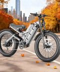 Built Different 3000W Electric Bike Rolling At 42 MPH With 100 To 200 Mile Range Powered By 60V 70Ah Battery Featuring 26 Inch Fat Tires And Full Suspension For Adult Riders in urban setting.
