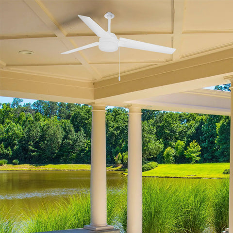 Installed Outdoor Ceiling Fan And Luminaire Box White Round Weatherproof Electrical Box For Ceiling Fans With Lights