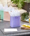 Pastel Easter Gift Bag Bundle Of 5 Small 6 Inch Bags With White Stripe Borders And Ribbon Handles, Lavender Bag Featured