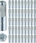 100 Pcs 3/8-16 Concrete Anchors Zinc Plated Carbon Steel Drop-In Anchors With Inner Female Thread Expansion displayed in grid