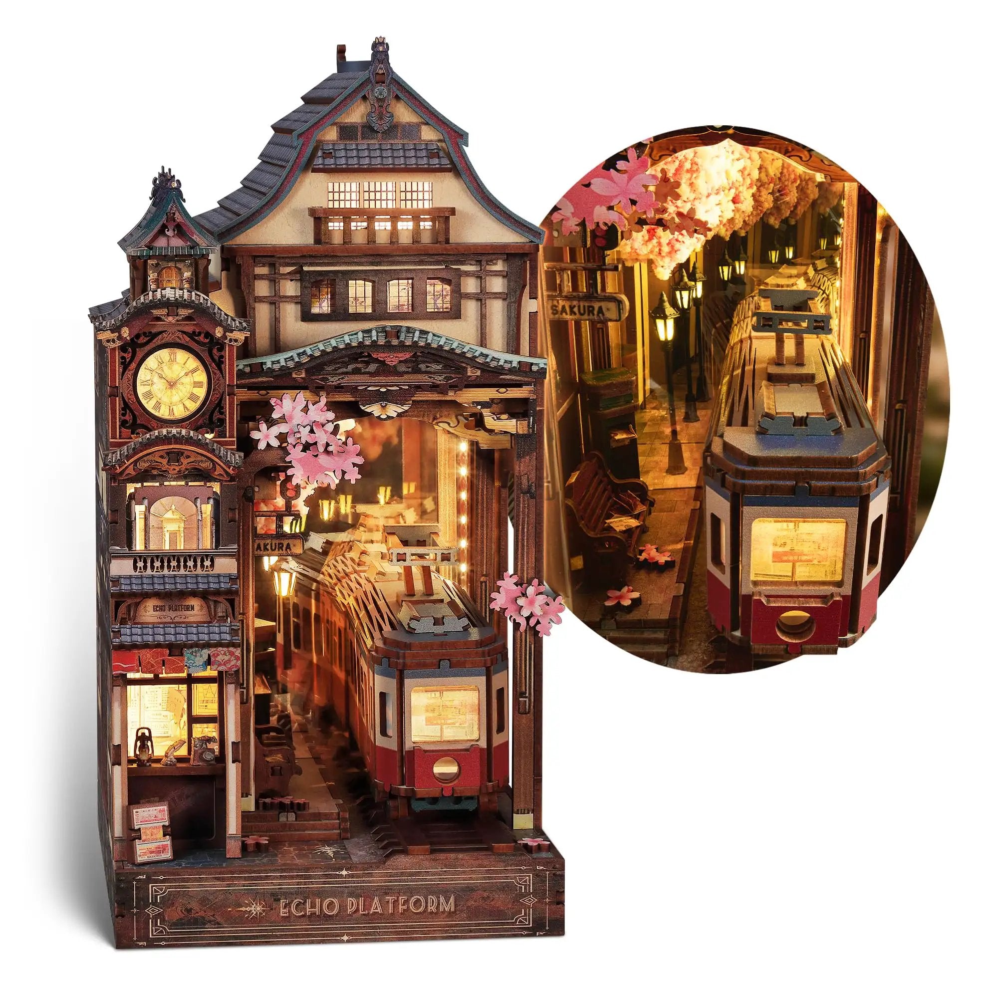 Cherry Blossom Sakura Train Book Nook Kit: LED ✓