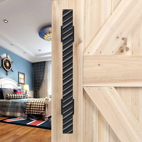 Solid Brass Sliding Barn Door Handles Set Featuring 12 Inch Two Sided Design Heavy Duty Mounting Hardware For Indoor And Outdoor Use