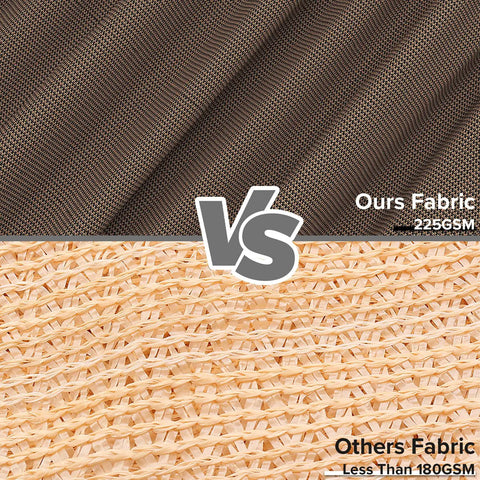 Comparison of 225GSM brown HDPE mesh windscreen vs less than 180GSM alternative