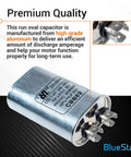 10uF Oval Run Start Capacitor for AC Motors and Fans 370-440V CBB65 Replacement Part shown with aluminum casing and connectors