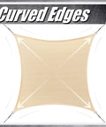 Beige 12x16 Sun Shade Sail Rectangle Mesh Canopy with Curved Edges Heavy Duty UV Block UPF50 190 GSM