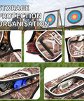 Hip Archery Quiver With Three Arrow Tubes, Durable Lightweight Nylon, Adjustable Waist Belt, Weather-Resistant Camo Design.