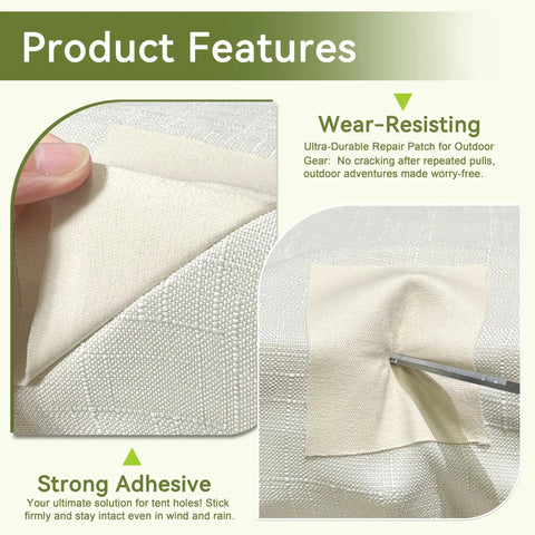 Heavy Duty Canvas Repair Tape Patch Kit 3x79 Inch Waterproof Self Adhesive Fabric Patch close-up with wear-resisting features