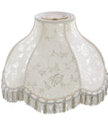 Off White Jacquard Scallop Bell Lamp Shade With Fringes, Spider Construction, Brass Fitter, 6.25 Inch Top, 17 Inch Bottom