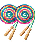 Rainbow Double Dutch Jump Rope Set Two Pack 16 Foot Long Jump Rope For Kids And Adults With Wooden Handles Durable Tangle Free