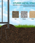 Sturdy metal stake of Garden Arbor With Planter Boxes 76 Inch Wide By 86 Inch High Black Metal Archway for Climbing Plants
