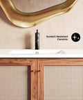 36 Inch Ceramic Vanity Sink Top With Top Mount Installation And Integrated Bowl in modern bathroom setting