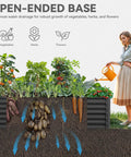 Two Pack Galvanized Raised Garden Bed Kit 6x3x2 Ft Large Metal Planter Box with plants and open-ended base diagram
