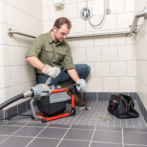 Sectional Sewer Machine With A61 Auger Tool Kit And A62 Drain Cable Kit For Heavy Duty Drain Cleaning Ultra Portable Compact Footprint Ideal Go To Gear For Rooftops Septic Trucks And Pro Contractors, plumber clearing shower drain