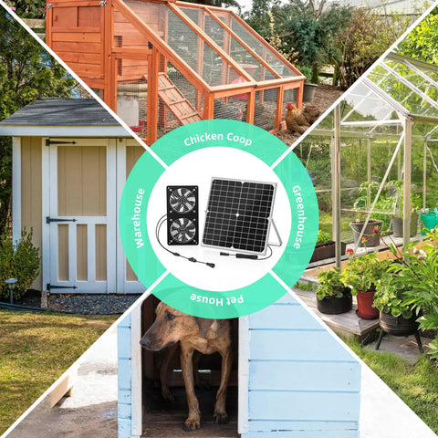 Solar Powered Exhaust Vent Fan For Shed And Coop 350 CFM High Airflow With Dual Waterproof Fans Outdoor Ventilation For Chicken Coop Greenhouse And Dog House Cooling
