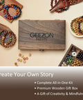 Wooden box and beads from Bracelet Making Kit With 296 Beads, 10mm Natural Wooden Beads With Letters And Stone Beads, 16 Colors