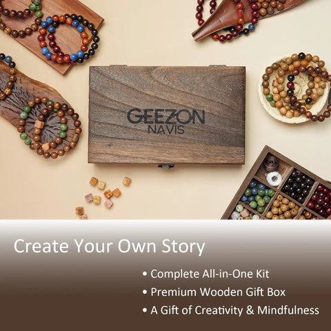 Wooden box and beads from Bracelet Making Kit With 296 Beads, 10mm Natural Wooden Beads With Letters And Stone Beads, 16 Colors