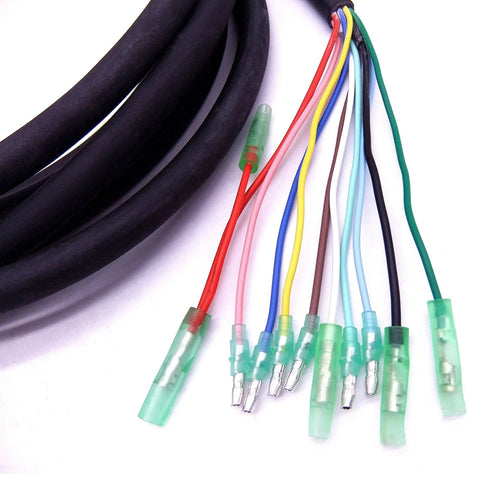 Durable 16.4Ft 10 Pin Main Wire Harness For Outboard Engine Remote Control Box 703, colorful cables close-up